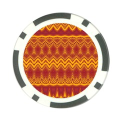 Boho Red Gold Pattern Poker Chip Card Guard (10 Pack) by SpinnyChairDesigns