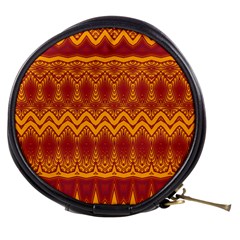 Boho Red Gold Pattern Mini Makeup Bag by SpinnyChairDesigns