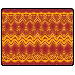 Boho Red Gold Pattern Fleece Blanket (medium)  by SpinnyChairDesigns