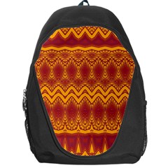 Boho Red Gold Pattern Backpack Bag by SpinnyChairDesigns