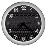 Boho Black Diamonds Wall Clock (Silver) Front