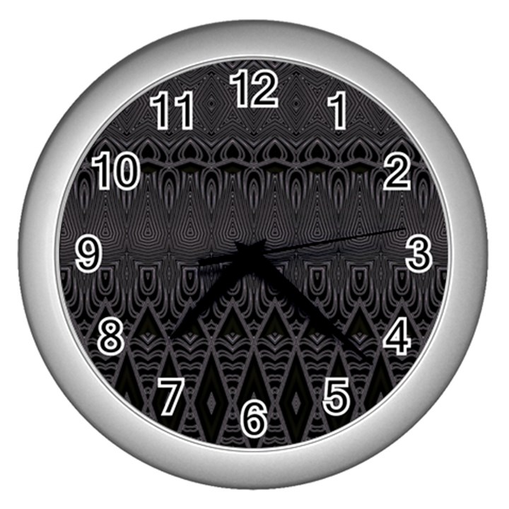 Boho Black Diamonds Wall Clock (Silver)