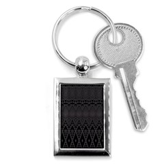 Boho Black Diamonds Key Chain (rectangle) by SpinnyChairDesigns