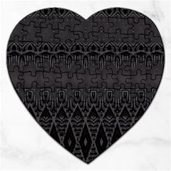 Boho Black Diamonds Jigsaw Puzzle (heart) by SpinnyChairDesigns