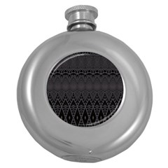 Boho Black Diamonds Round Hip Flask (5 Oz) by SpinnyChairDesigns