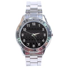 Boho Black Diamonds Stainless Steel Analogue Watch by SpinnyChairDesigns