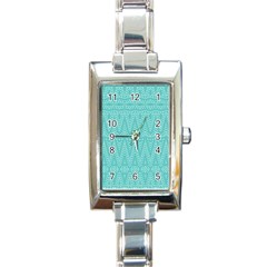 Boho Teal Pattern Rectangle Italian Charm Watch by SpinnyChairDesigns