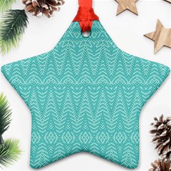 Boho Teal Pattern Ornament (star) by SpinnyChairDesigns