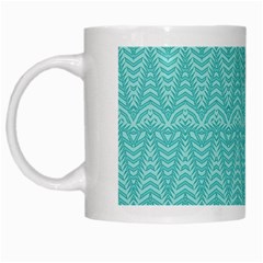 Boho Teal Pattern White Mugs by SpinnyChairDesigns