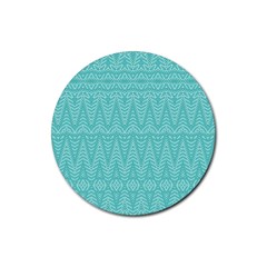 Boho Teal Pattern Rubber Round Coaster (4 Pack)  by SpinnyChairDesigns