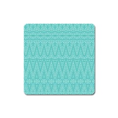 Boho Teal Pattern Square Magnet by SpinnyChairDesigns