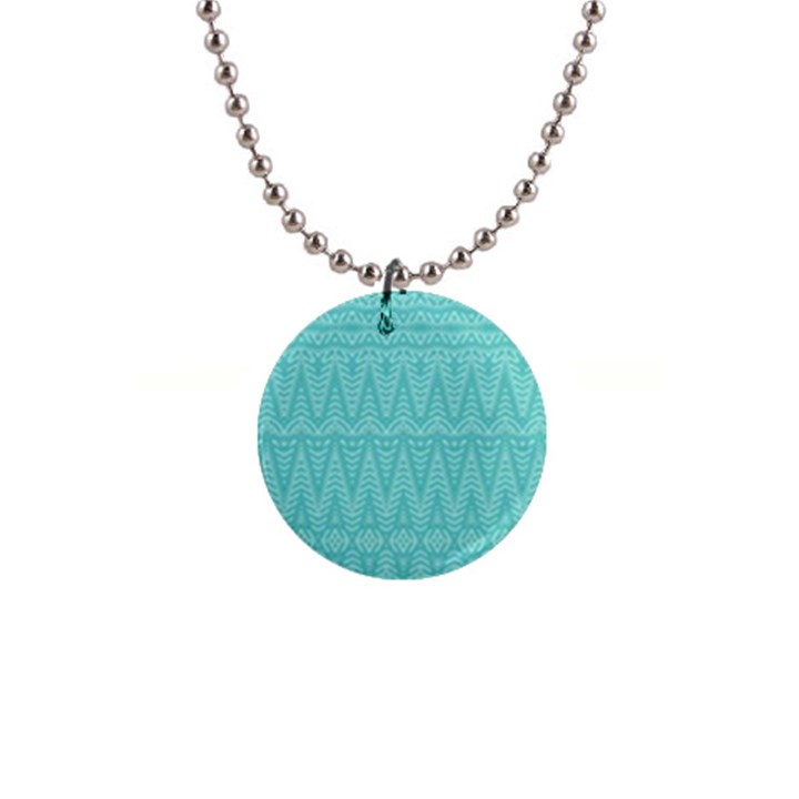 Boho Teal Pattern 1  Button Necklace