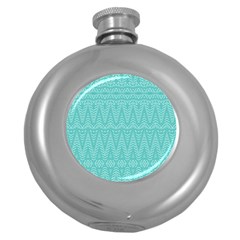 Boho Teal Pattern Round Hip Flask (5 Oz) by SpinnyChairDesigns