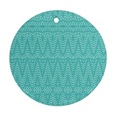 Boho Teal Pattern Round Ornament (two Sides) by SpinnyChairDesigns