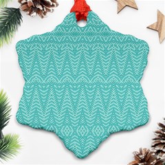 Boho Teal Pattern Ornament (snowflake) by SpinnyChairDesigns