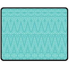 Boho Teal Pattern Double Sided Fleece Blanket (medium)  by SpinnyChairDesigns