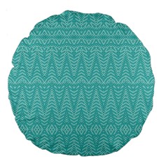 Boho Teal Pattern Large 18  Premium Flano Round Cushions by SpinnyChairDesigns