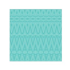 Boho Teal Pattern Small Satin Scarf (square) by SpinnyChairDesigns