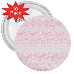 Boho Pastel Pink Pattern 3  Buttons (10 Pack)  by SpinnyChairDesigns