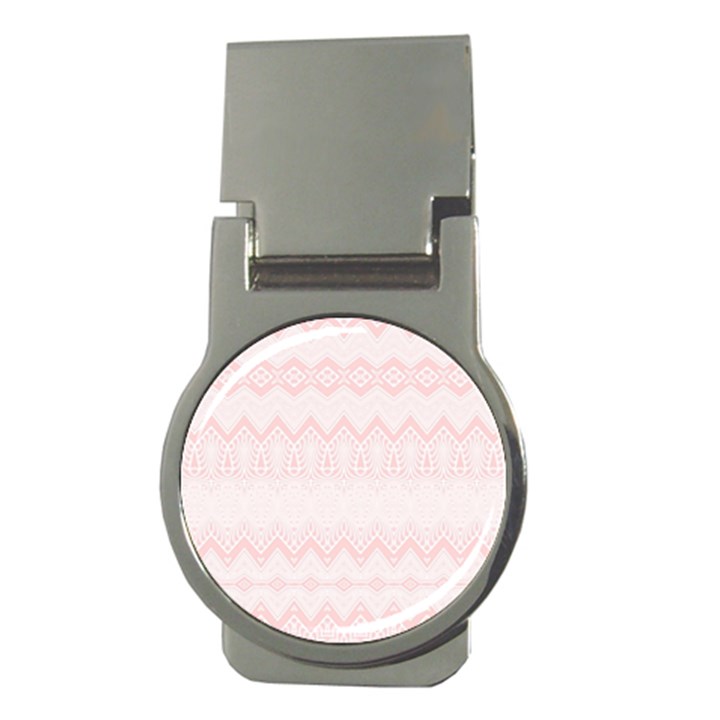 Boho Pastel Pink Pattern Money Clips (Round) 