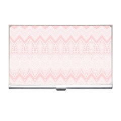 Boho Pastel Pink Pattern Business Card Holder by SpinnyChairDesigns