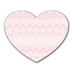 Boho Pastel Pink Pattern Heart Mousepads by SpinnyChairDesigns