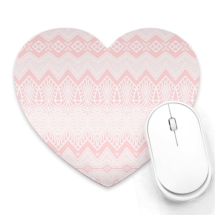 Boho Pastel Pink Pattern Heart Mousepads