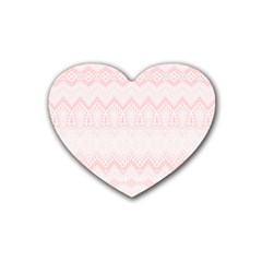 Boho Pastel Pink Pattern Heart Coaster (4 Pack)  by SpinnyChairDesigns