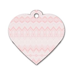 Boho Pastel Pink Pattern Dog Tag Heart (one Side) by SpinnyChairDesigns