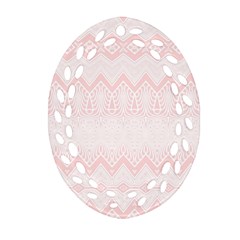 Boho Pastel Pink Pattern Ornament (oval Filigree) by SpinnyChairDesigns