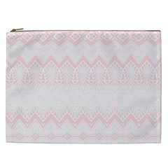 Boho Pastel Pink Pattern Cosmetic Bag (xxl) by SpinnyChairDesigns