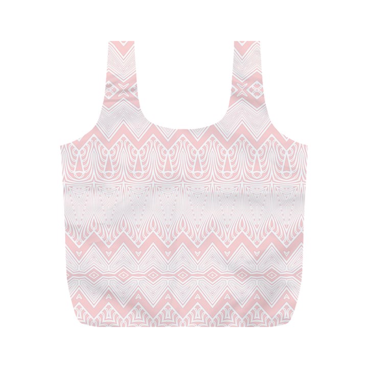 Boho Pastel Pink Pattern Full Print Recycle Bag (M)