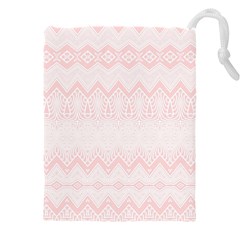 Boho Pastel Pink Pattern Drawstring Pouch (5XL)