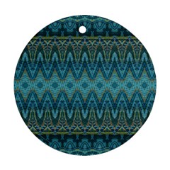 Boho Teal Blue Pattern Ornament (round) by SpinnyChairDesigns