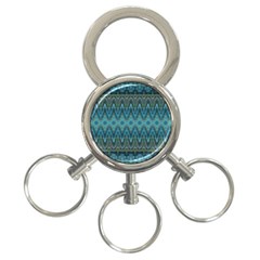 Boho Teal Blue Pattern 3-ring Key Chain by SpinnyChairDesigns