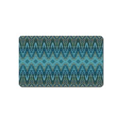 Boho Teal Blue Pattern Magnet (name Card) by SpinnyChairDesigns