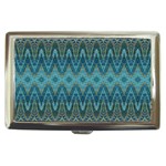 Boho Teal Blue Pattern Cigarette Money Case Front