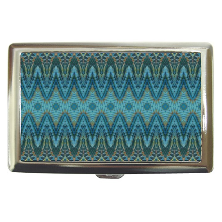 Boho Teal Blue Pattern Cigarette Money Case