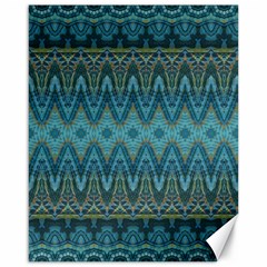 Boho Teal Blue Pattern Canvas 16  X 20  by SpinnyChairDesigns