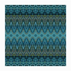 Boho Teal Blue Pattern Medium Glasses Cloth by SpinnyChairDesigns