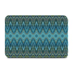 Boho Teal Blue Pattern Plate Mats by SpinnyChairDesigns