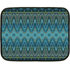 Boho Teal Blue Pattern Double Sided Fleece Blanket (mini)  by SpinnyChairDesigns