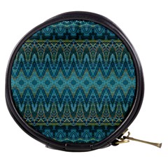 Boho Teal Blue Pattern Mini Makeup Bag by SpinnyChairDesigns