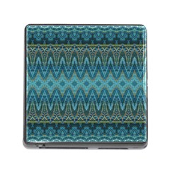 Boho Teal Blue Pattern Memory Card Reader (square 5 Slot) by SpinnyChairDesigns