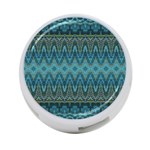 Boho Teal Blue Pattern 4-Port USB Hub (One Side) Front