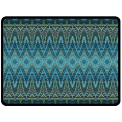 Boho Teal Blue Pattern Fleece Blanket (large)  by SpinnyChairDesigns