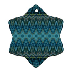 Boho Teal Blue Pattern Ornament (snowflake) by SpinnyChairDesigns