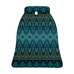 Boho Teal Blue Pattern Ornament (bell) by SpinnyChairDesigns