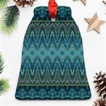 Boho Teal Blue Pattern Bell Ornament (Two Sides) Front