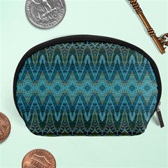 Boho Teal Blue Pattern Accessory Pouch (large) by SpinnyChairDesigns